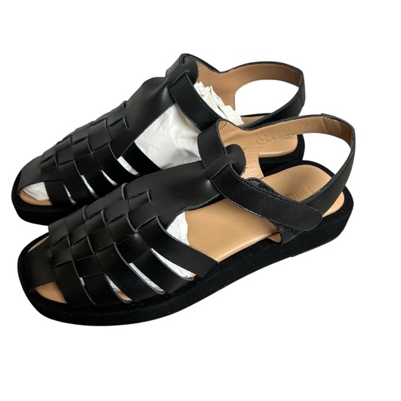 New Flattered Gigi Leather Black Sandals - Picture 3 of 8